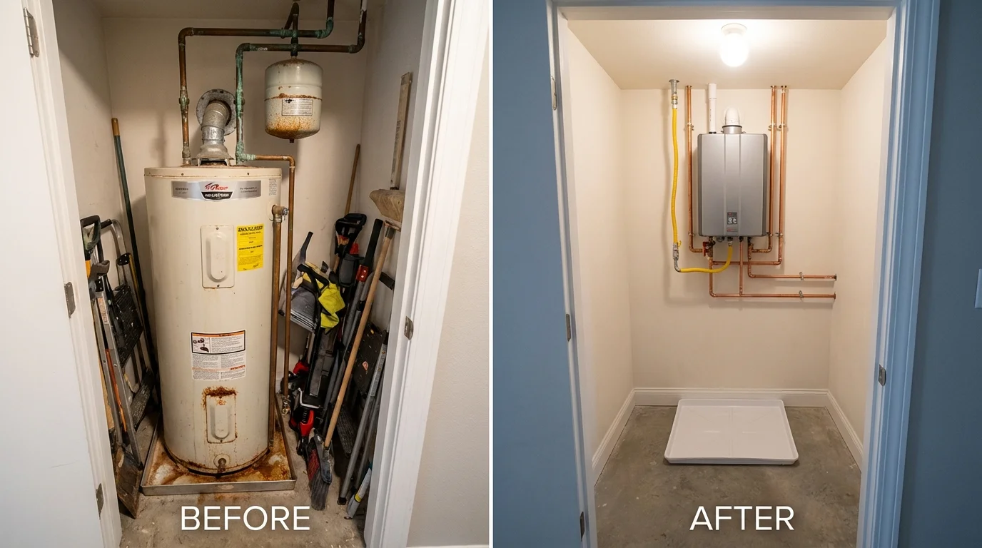 Tank water heater versus wall-mounted tankless unit comparison for Ephrata, PA homeowners